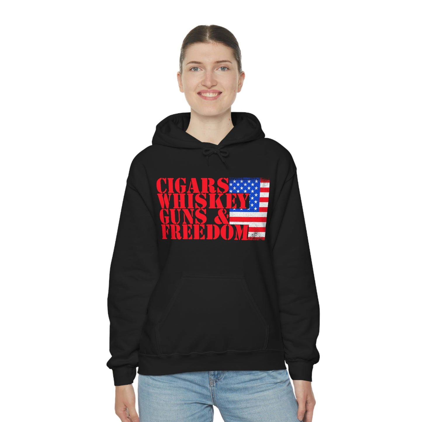 CIGARS, WHISKEY, GUNS & FREEDOM (Unisex Heavy Blend Hoodie)