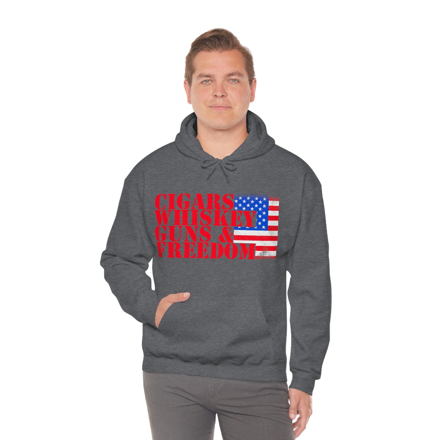 CIGARS, WHISKEY, GUNS & FREEDOM (Unisex Heavy Blend Hoodie)