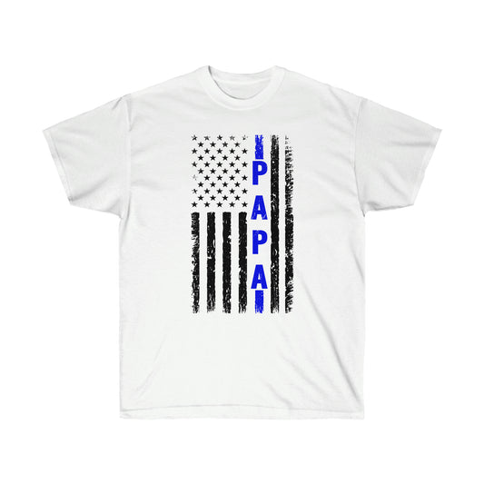 PAPA BLUE LINE FLAG (Unisex Ultra Cotton Tee)