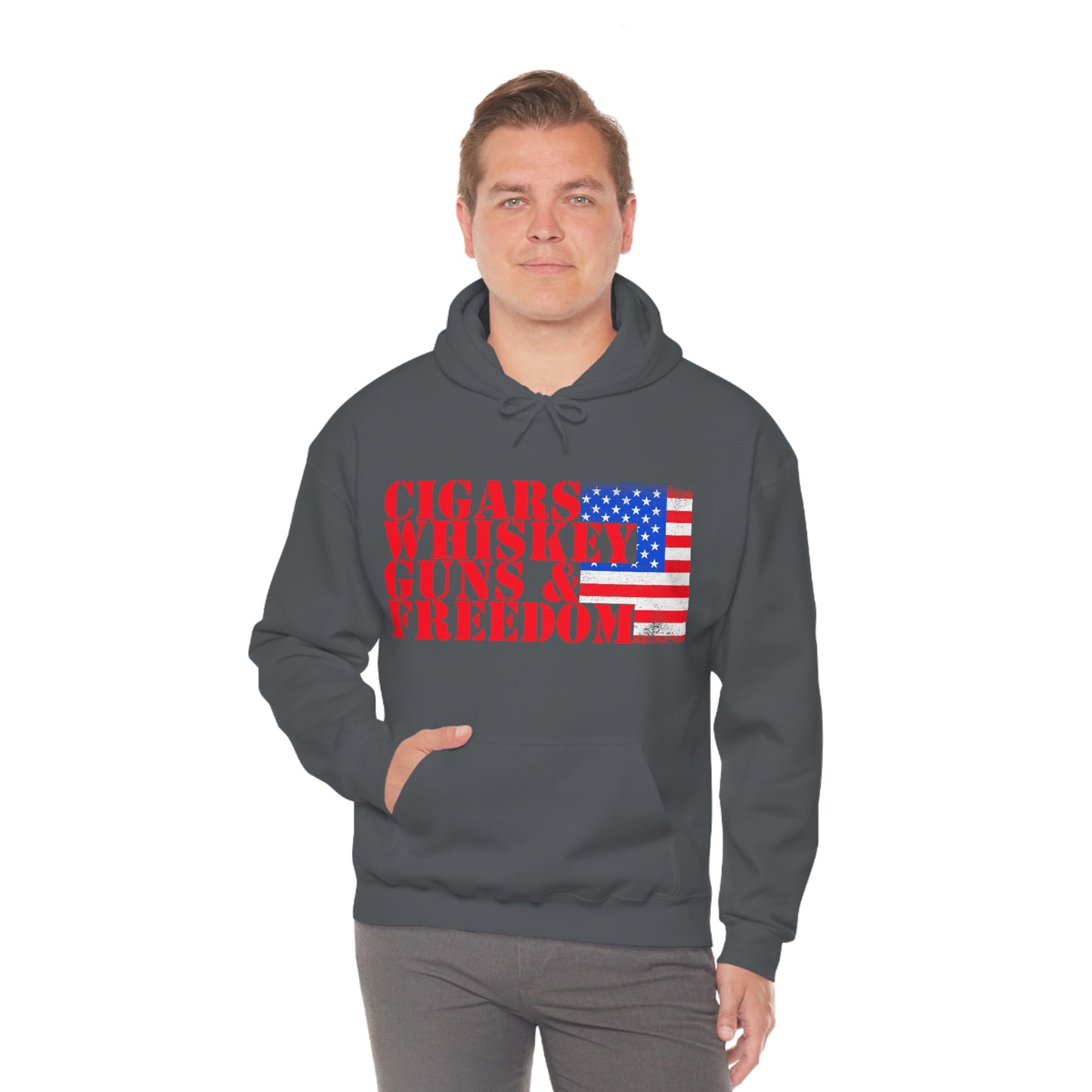 CIGARS, WHISKEY, GUNS & FREEDOM (Unisex Heavy Blend Hoodie)