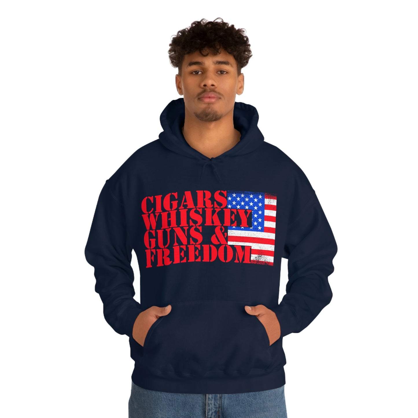 CIGARS, WHISKEY, GUNS & FREEDOM (Unisex Heavy Blend Hoodie)