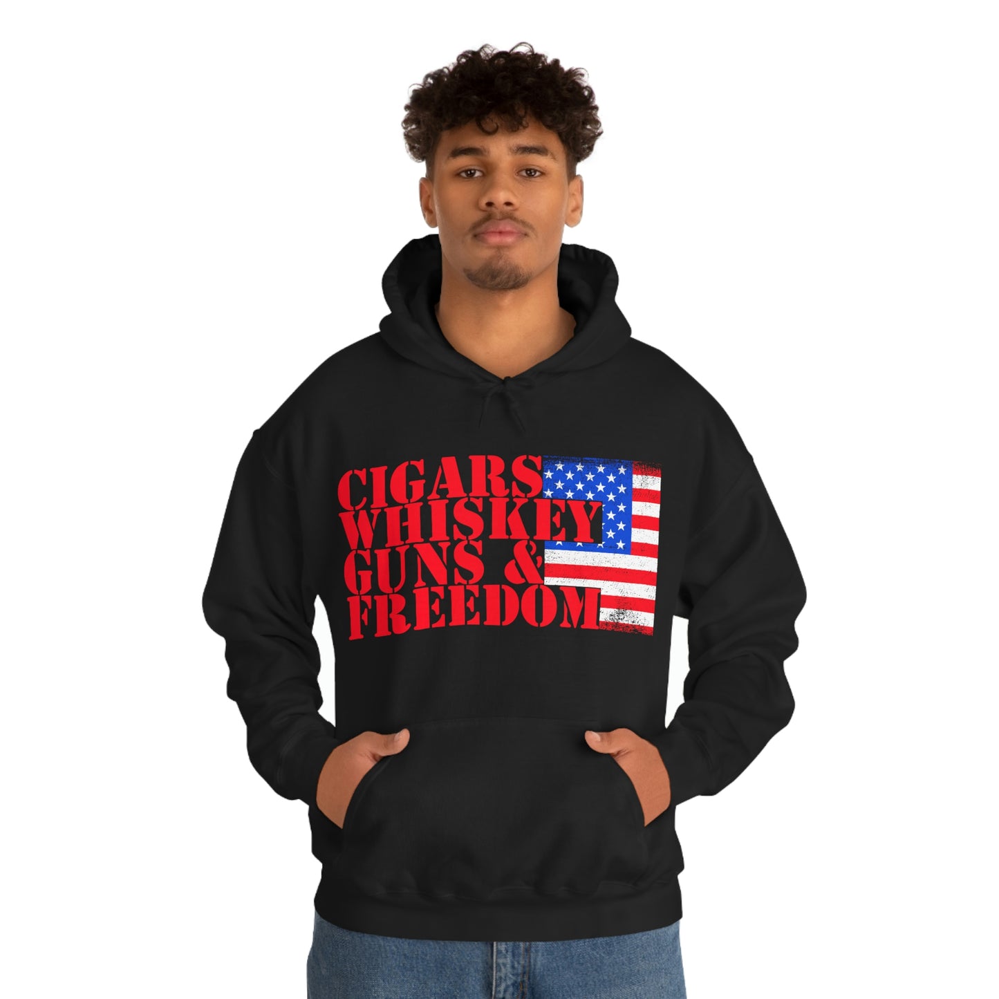 CIGARS, WHISKEY, GUNS & FREEDOM (Unisex Heavy Blend Hoodie)