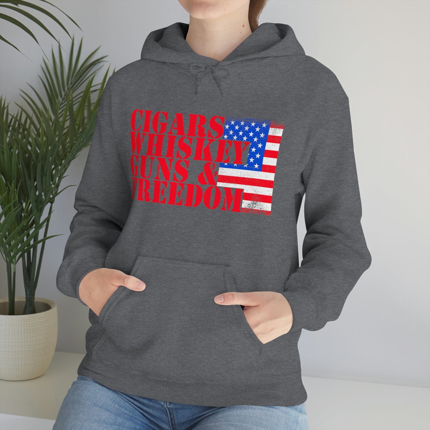 CIGARS, WHISKEY, GUNS & FREEDOM (Unisex Heavy Blend Hoodie)