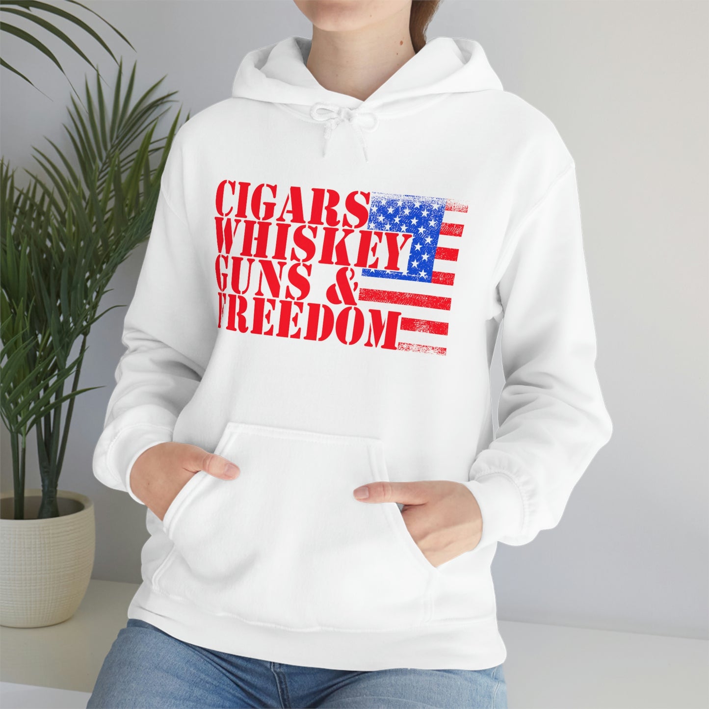 CIGARS, WHISKEY, GUNS & FREEDOM (Unisex Heavy Blend Hoodie)