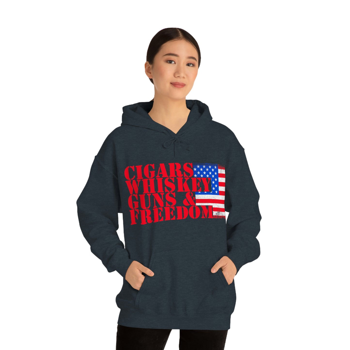 CIGARS, WHISKEY, GUNS & FREEDOM (Unisex Heavy Blend Hoodie)