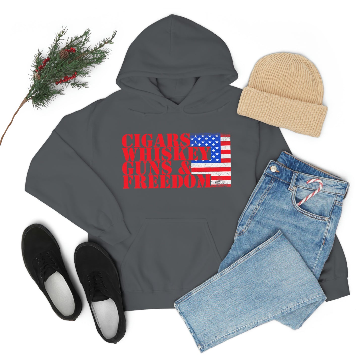 CIGARS, WHISKEY, GUNS & FREEDOM (Unisex Heavy Blend Hoodie)