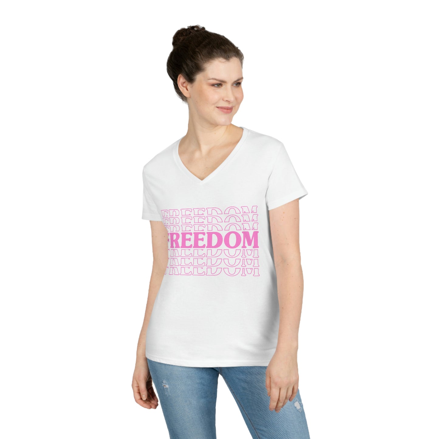 FREEDOM FREEDOM FREEDOM (Ladies' V-Neck T-Shirt)