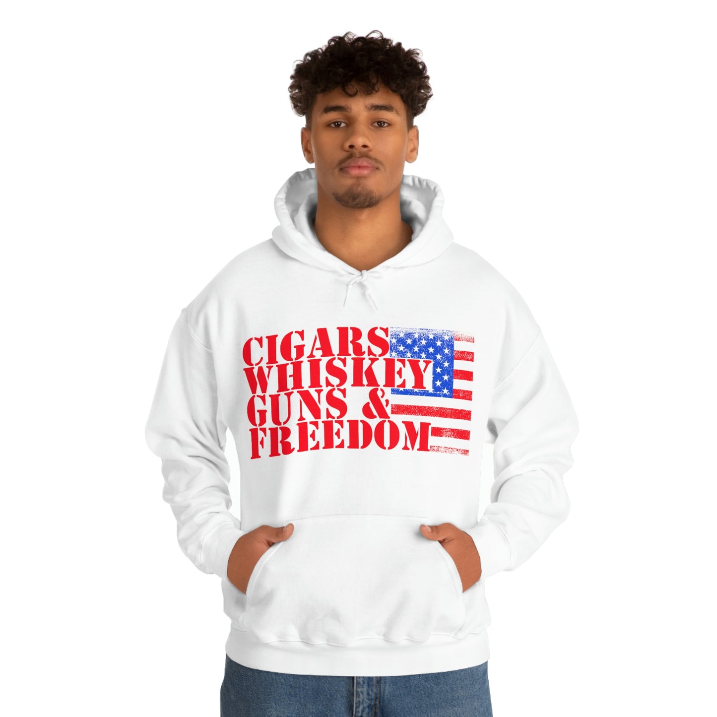 CIGARS, WHISKEY, GUNS & FREEDOM (Unisex Heavy Blend Hoodie)