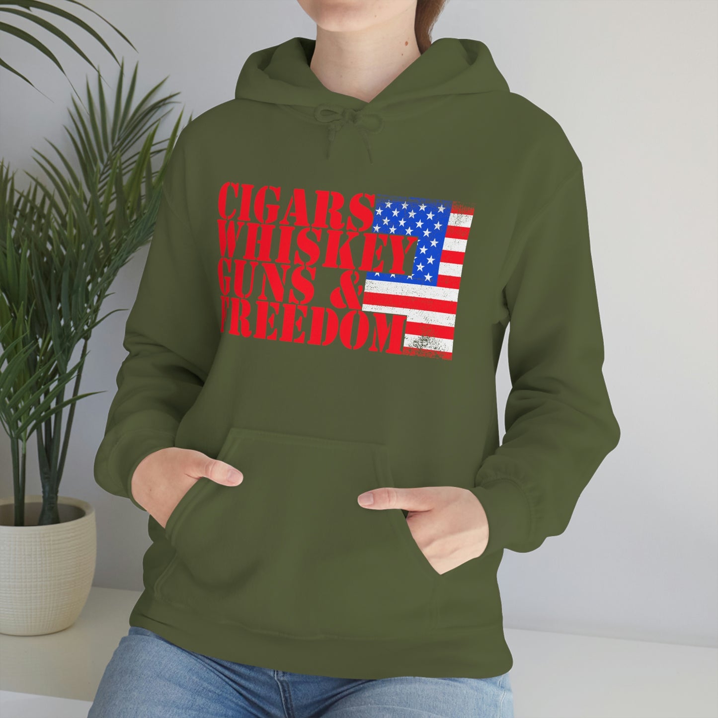 CIGARS, WHISKEY, GUNS & FREEDOM (Unisex Heavy Blend Hoodie)