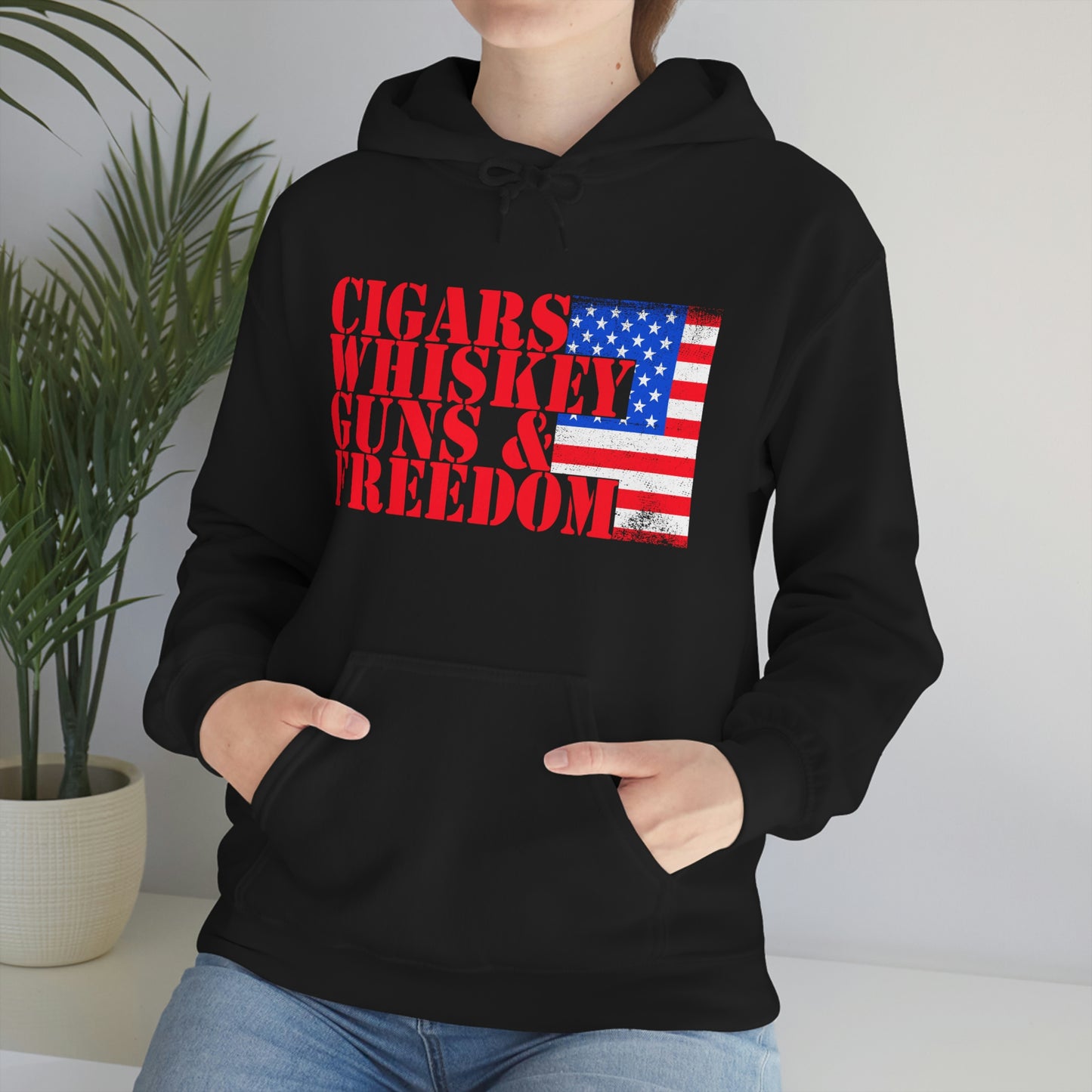 CIGARS, WHISKEY, GUNS & FREEDOM (Unisex Heavy Blend Hoodie)