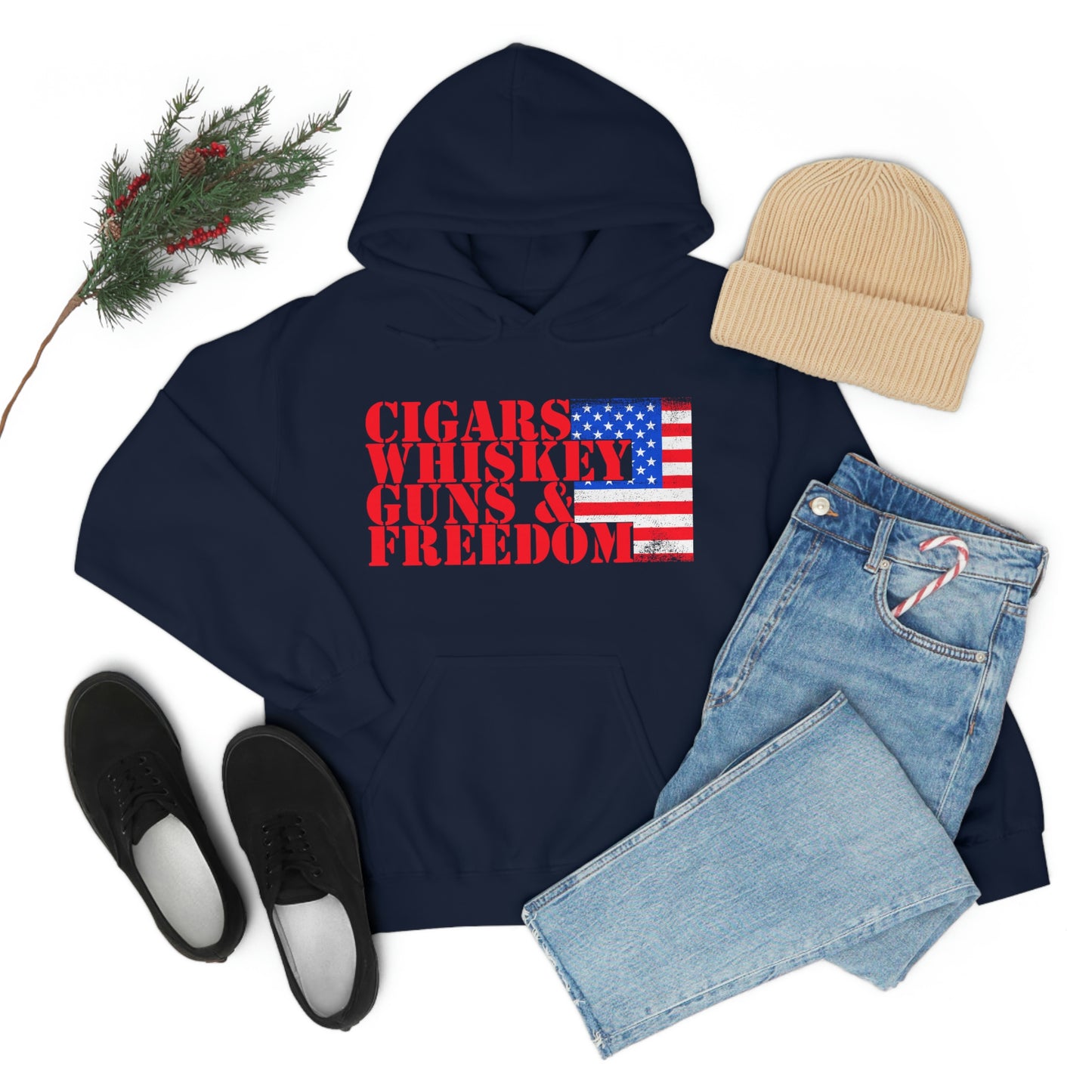 CIGARS, WHISKEY, GUNS & FREEDOM (Unisex Heavy Blend Hoodie)