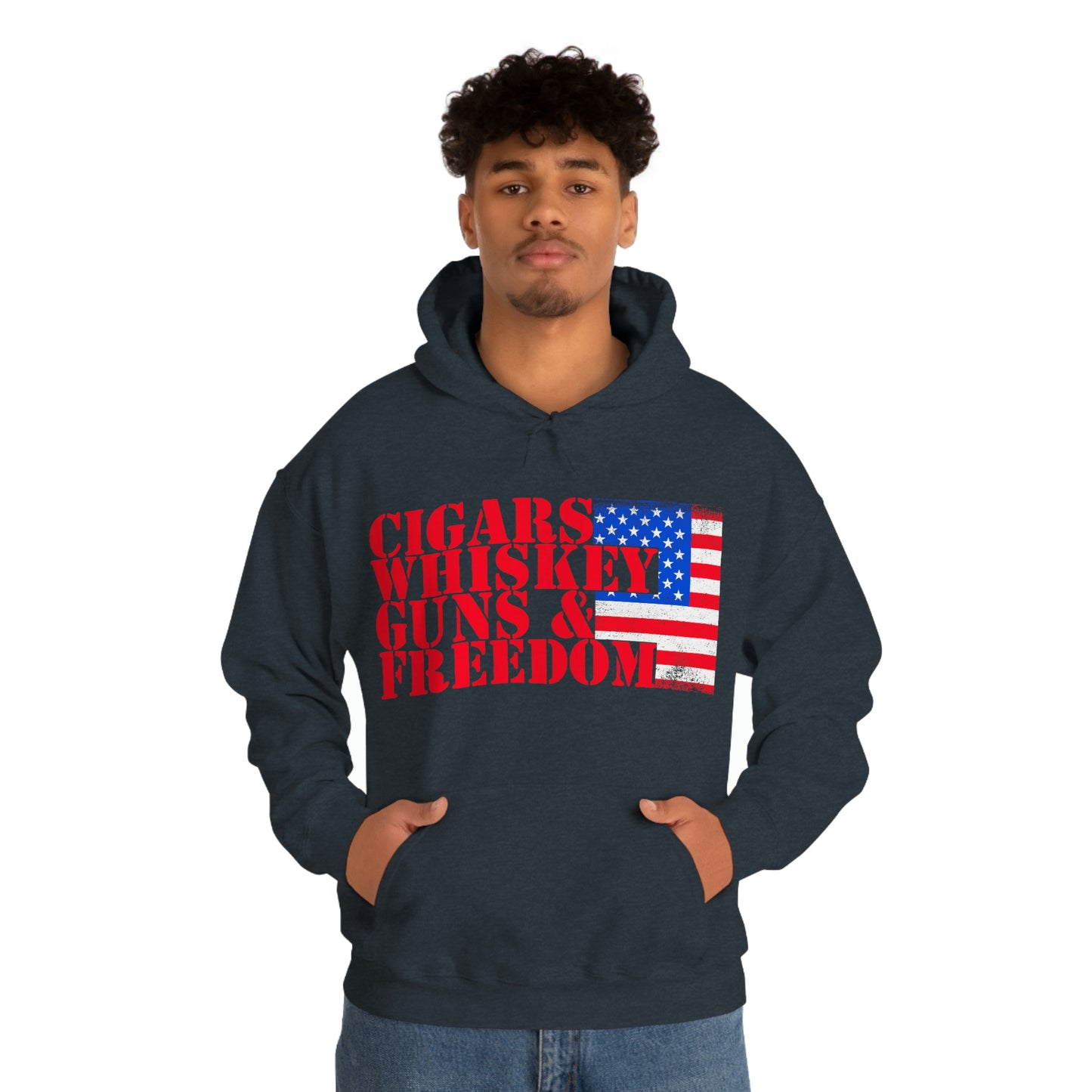 CIGARS, WHISKEY, GUNS & FREEDOM (Unisex Heavy Blend Hoodie)