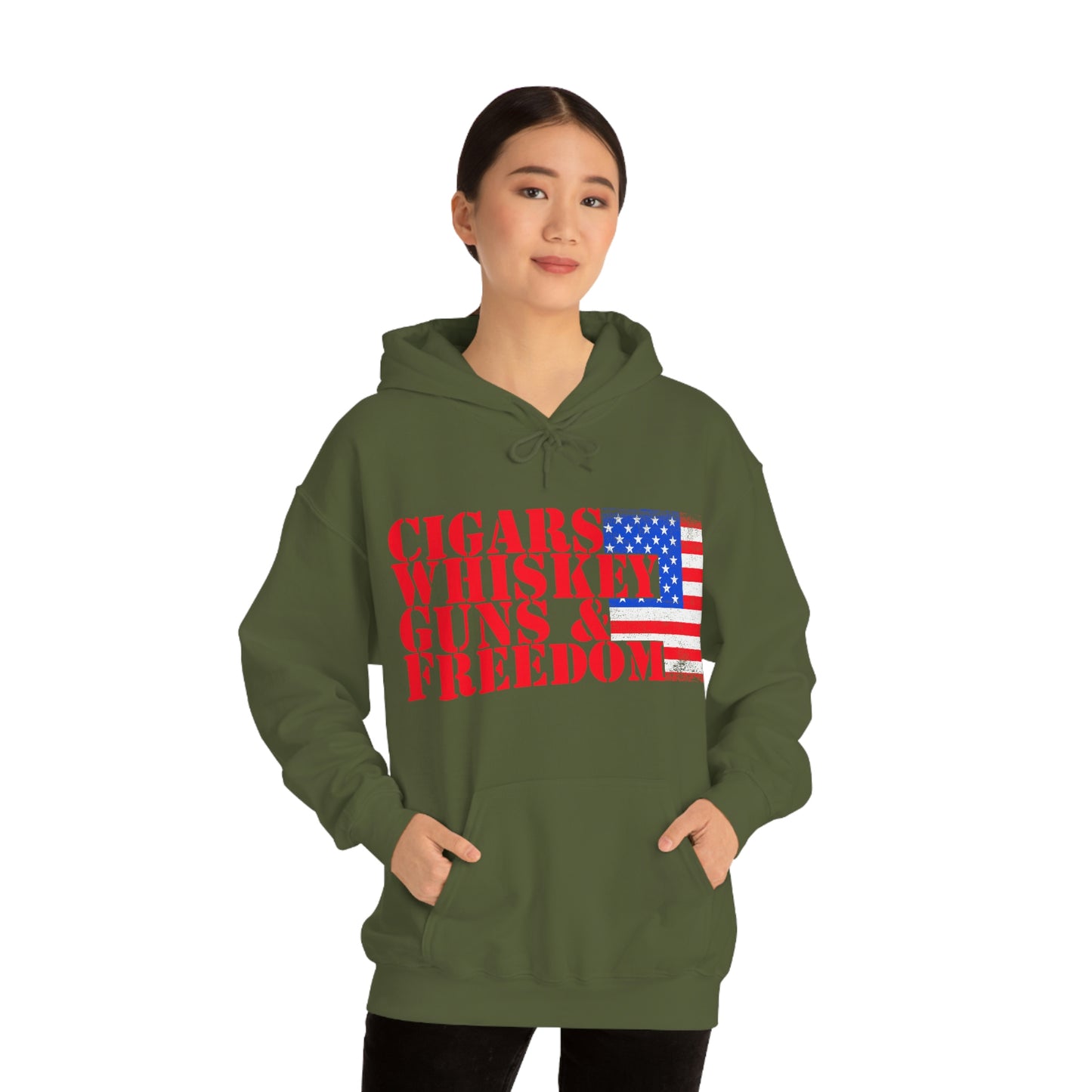 CIGARS, WHISKEY, GUNS & FREEDOM (Unisex Heavy Blend Hoodie)