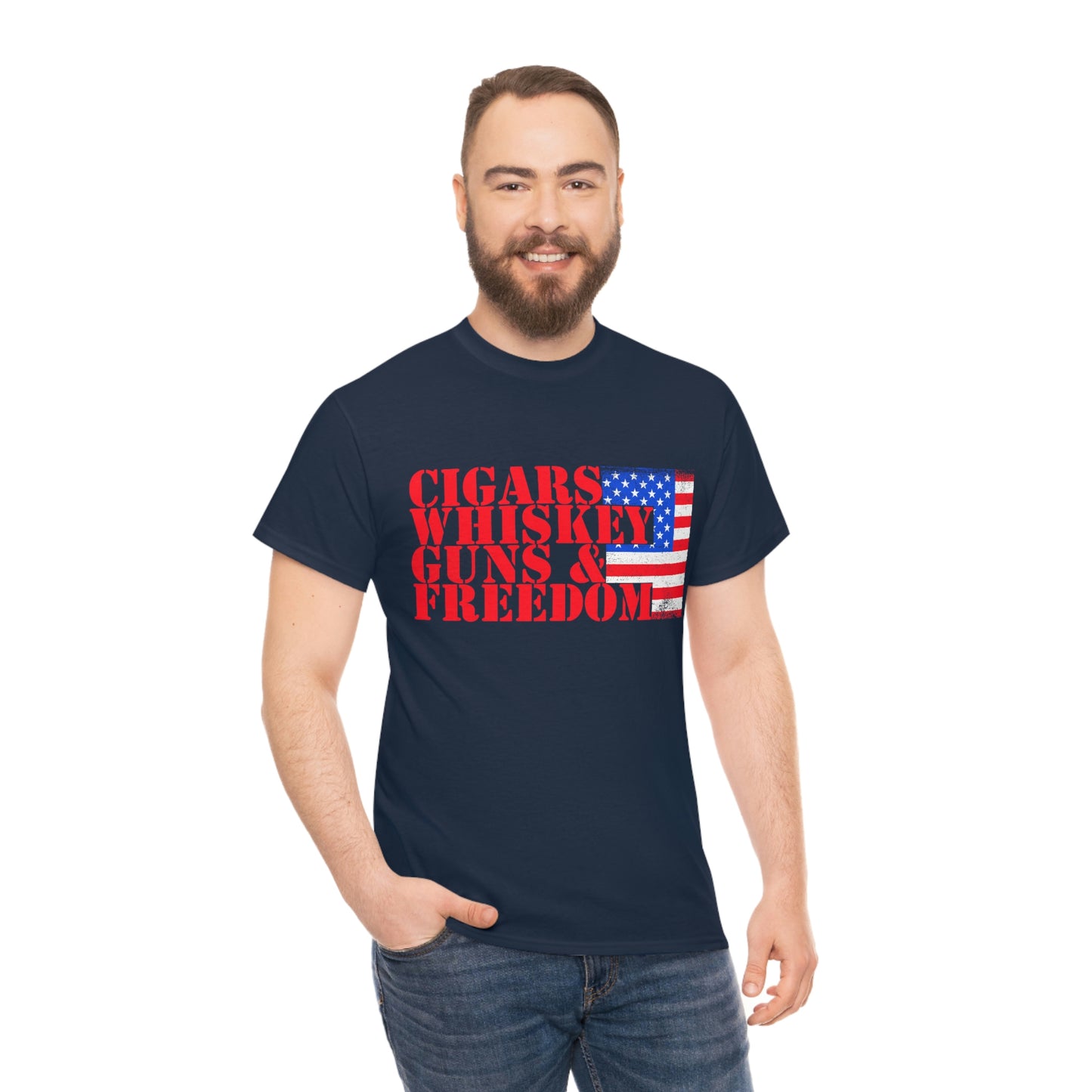 CIGARS, WHISKEY, GUNS & FREEDOM (Unisex t-shirt)